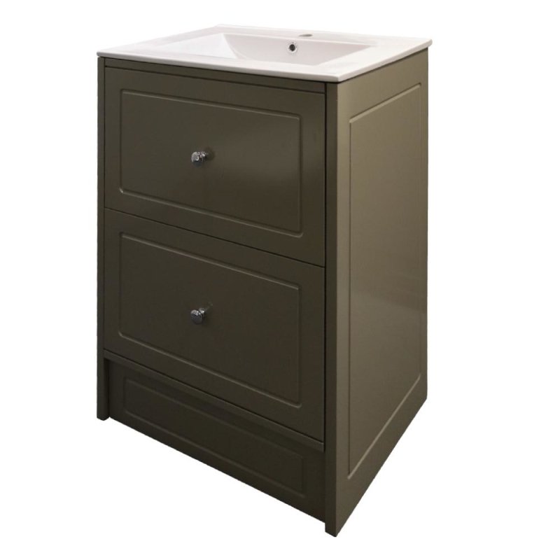 Denver  Floor 2 Drawer 600mm Vanity Square Cappuccino